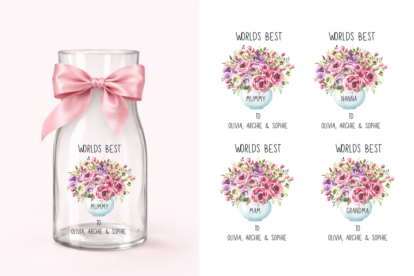 MOTHERS DAY - WORLDS BEST- FLORAL - UV-DTF DECAL