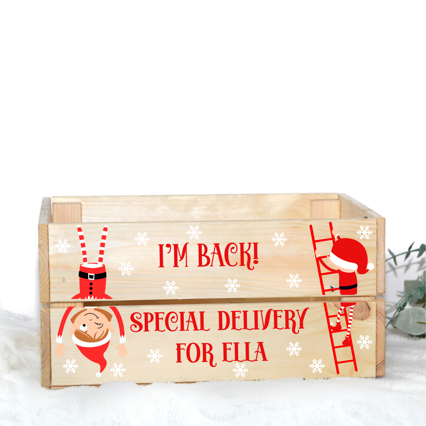 CHRISTMAS ELF UV-DTF DECAL - SIZED FOR IKEA CRATE