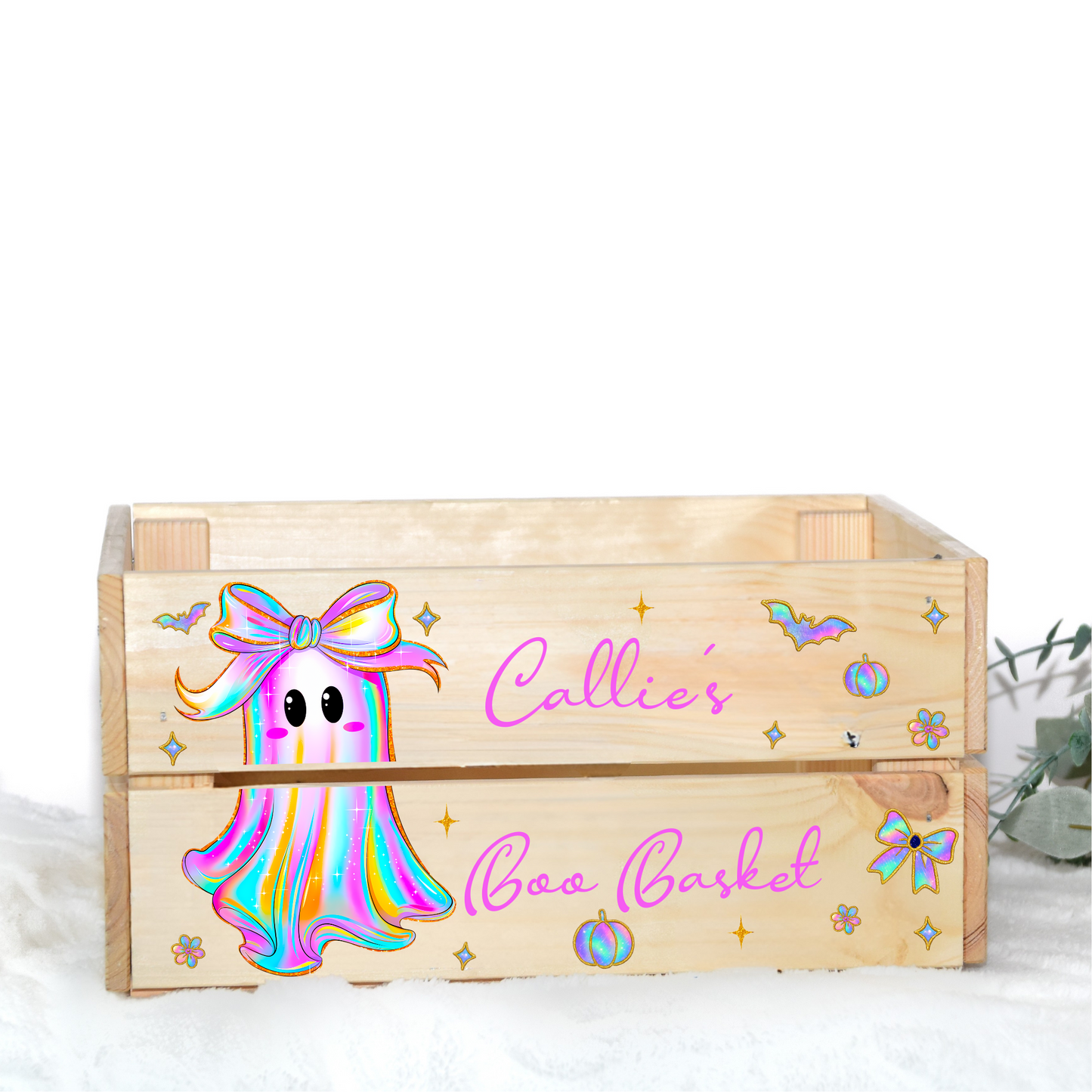 HALLOWEEN BOO BASKET UV-DTF DECAL - SIZED FOR IKEA CRATE