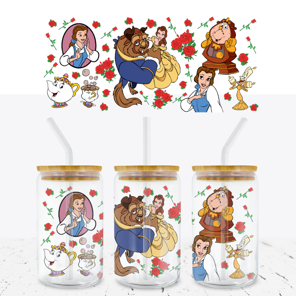 Beauty & Beast Decals Collection [EXCLUSIVE UV DTF - 16oz Glass Can]