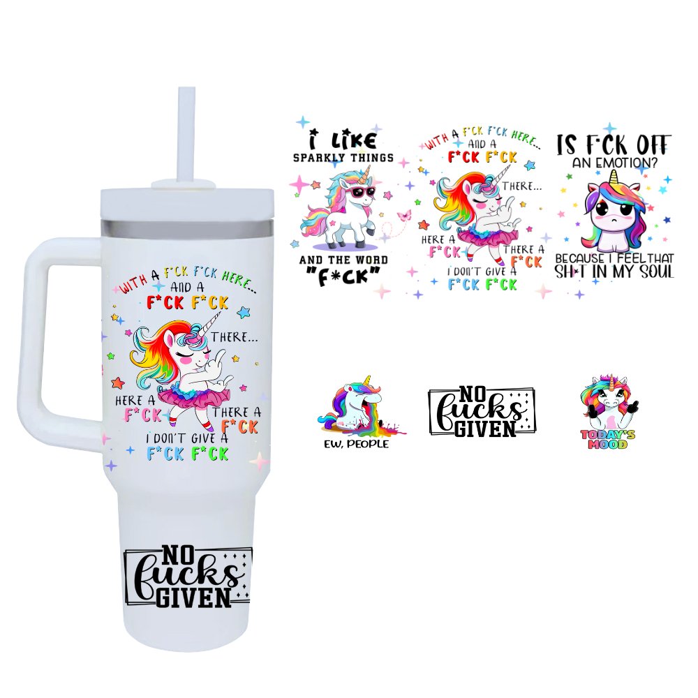 40oz Quencher Dupe Wrap - Profanity / Swear Unicorn - Wow Wraps