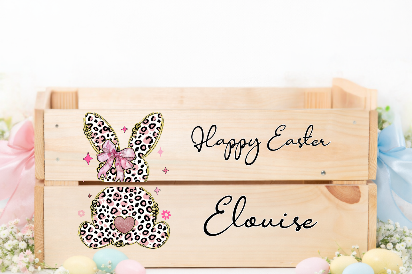 EASTER BUNNY LEOPARD PRINT UV-DTF DECAL - SIZED FOR IKEA CRATE