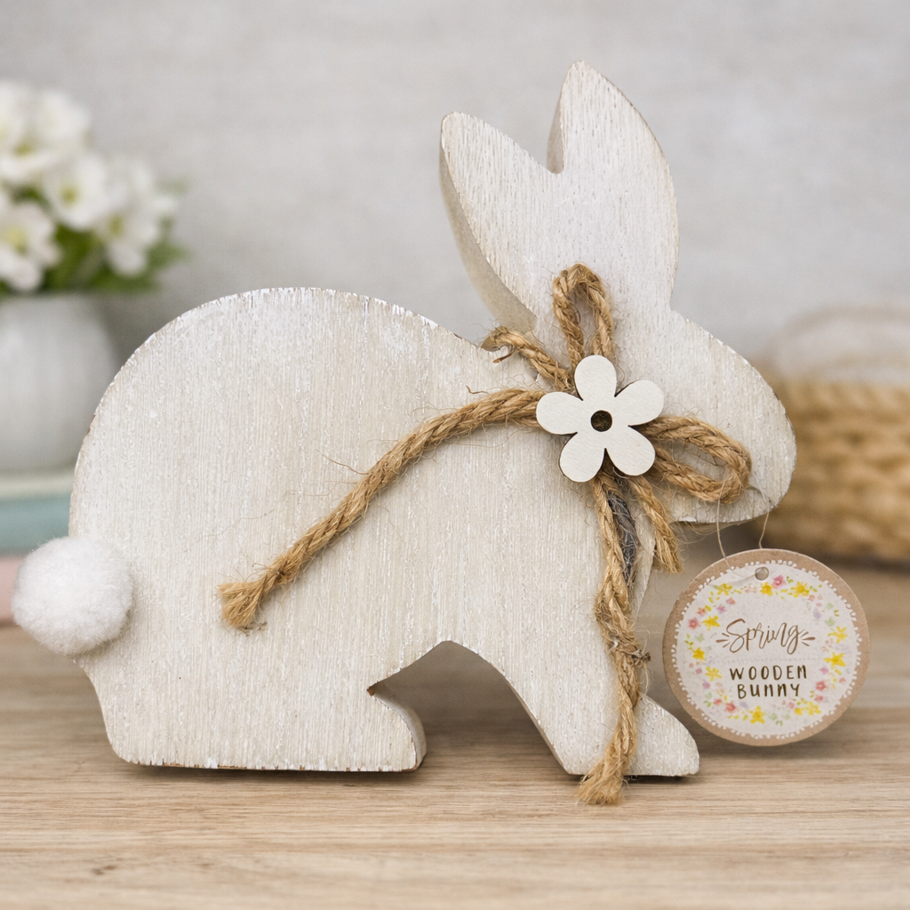 Rustic Wooden Easter Bunny Decoration
