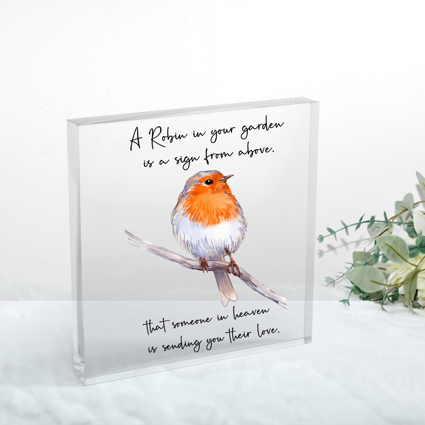 Robins Appear When Loves Ones Are Near UV-DTF - Sized For Acrylic Block