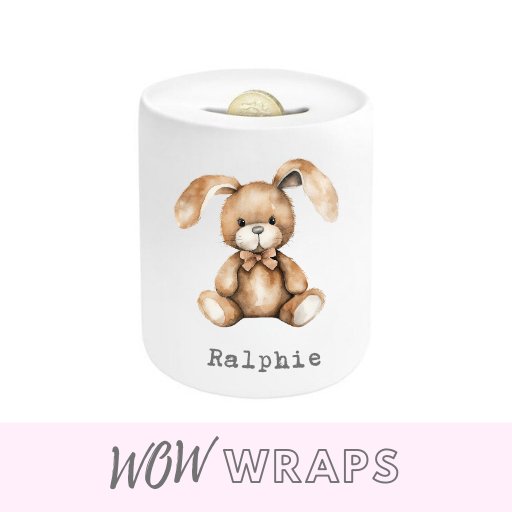 BENJI BUNNY & NAME- MONEY BOX UV-DTF DECAL - Wow Wraps