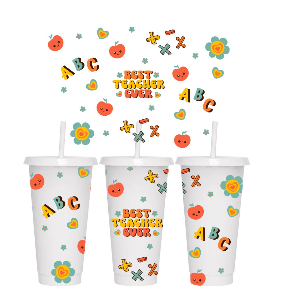 BEST TEACHER EVER 24oz COLD CUP WRAP - Wow Wraps