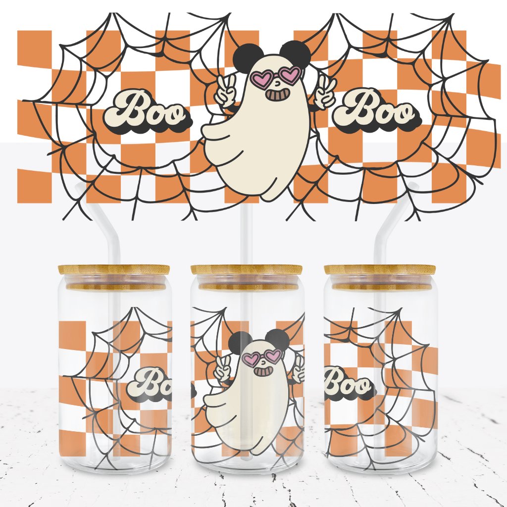 Boo Boo Ghost 16oz Glass Can UV DTF Wrap - Wow Wraps