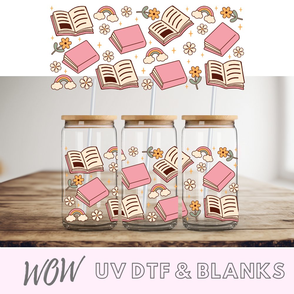Books and Rainbow 16oz Libbey UV-DTF Wrap - Wow Wraps