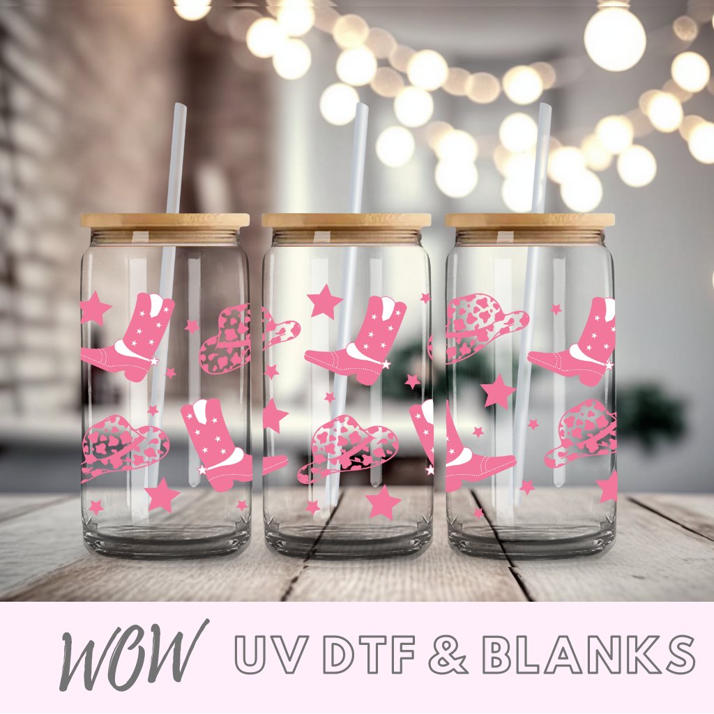 Cowgirl Boot 16oz UV-DTF Libbey Wrap - Wow Wraps