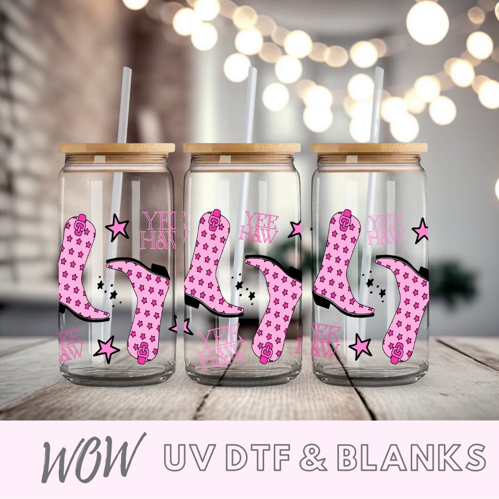 Cowgirl Boot 16oz UV-DTF Libbey Wrap - Wow Wraps