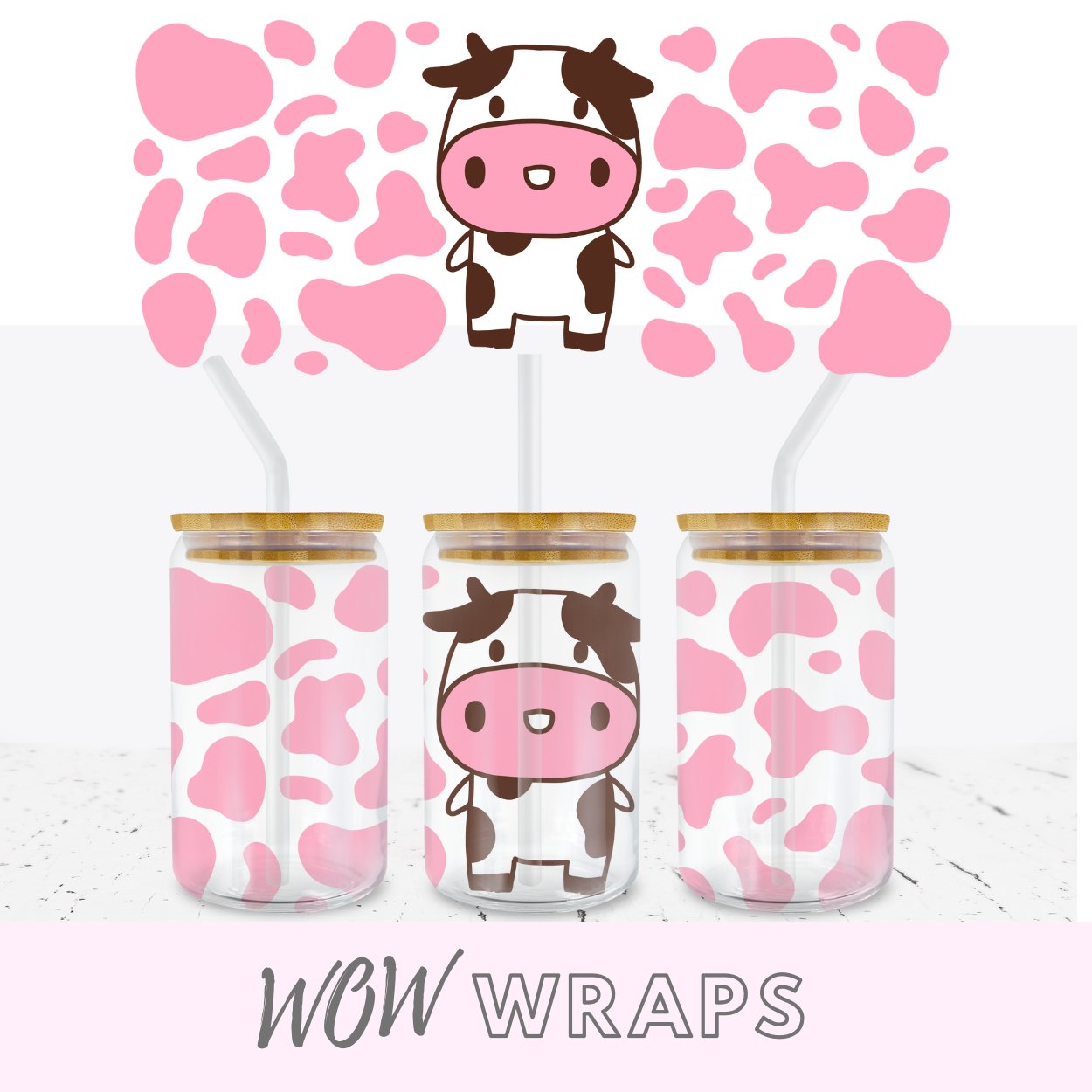 CUTE COW LIBBEY GLASS CAN WRAP #3 - Wow Wraps