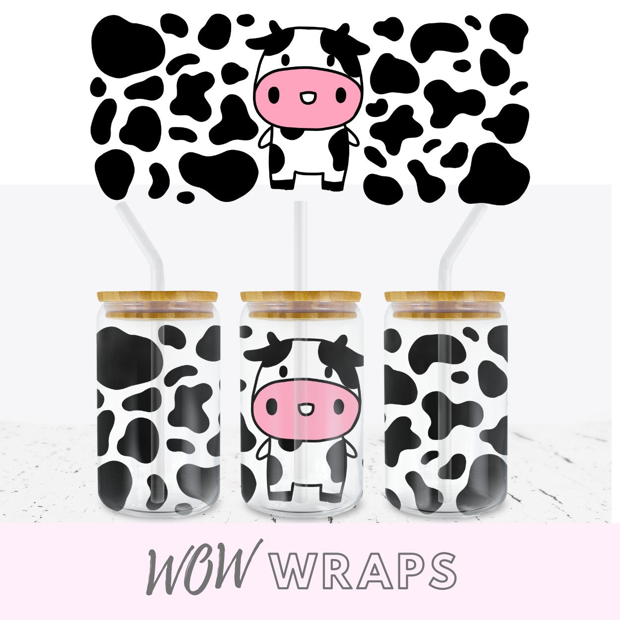 CUTE COW LIBBEY GLASS CAN WRAP #4 - Wow Wraps