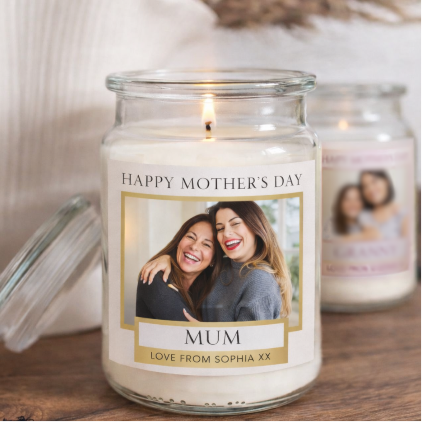 LARGE CANDLE PHOTO UPLOAD LABEL - GOLD