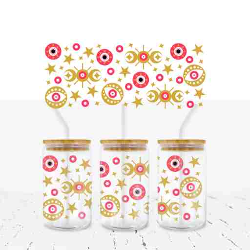 Evil Eye 16oz Libbey Glass Can UVDTF Wrap 4 - Wow Wraps