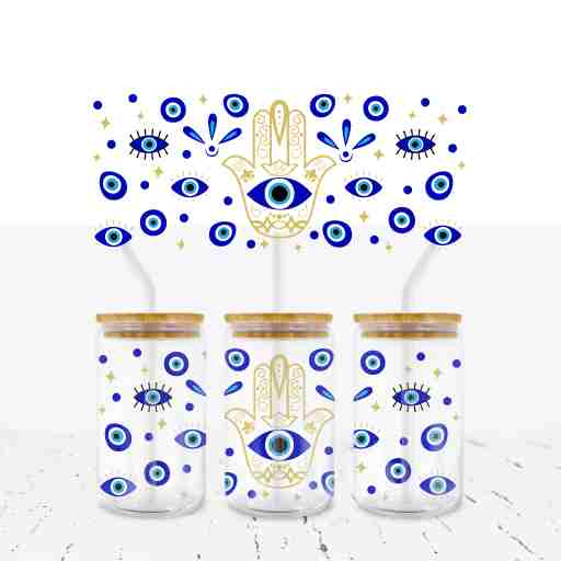 Evil Eye 16oz Libbey Glass Can UVDTF Wrap 5 - Wow Wraps