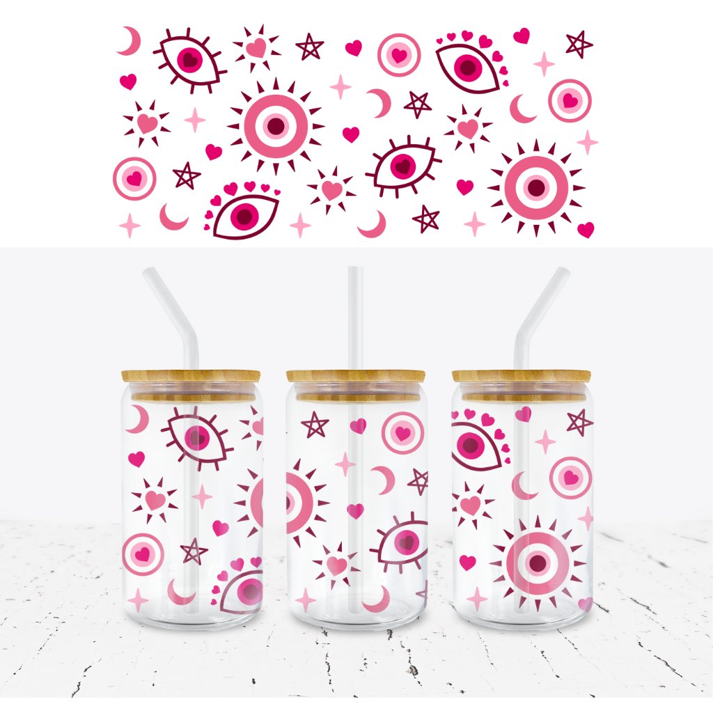 EVIL EYE VALENTINES 16oz LIBBEY GLASS CAN WRAP - Wow Wraps