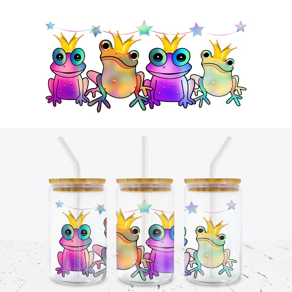 FROGS DESIGN 16oz LIBBEY GLASS CAN WRAP (3)) - Wow Wraps