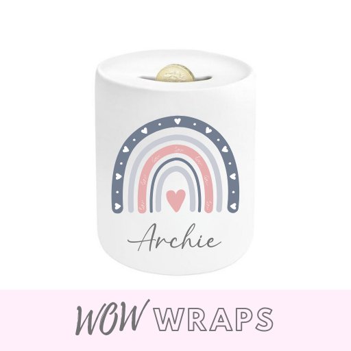 HEART RAINBOW & NAME- MONEY BOX UV-DTF DECAL - Wow Wraps