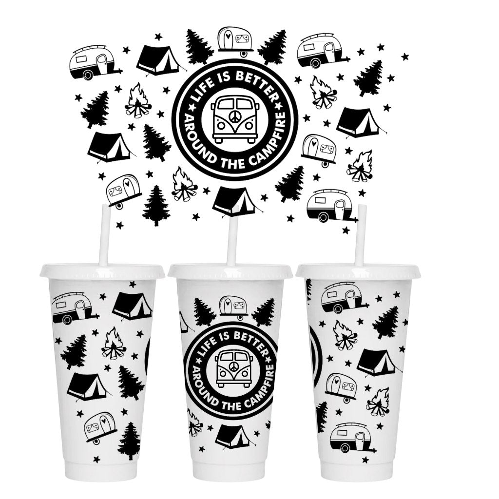 Life Is Better Around The Campfire - 24oz COLD CUP WRAP - Wow Wraps