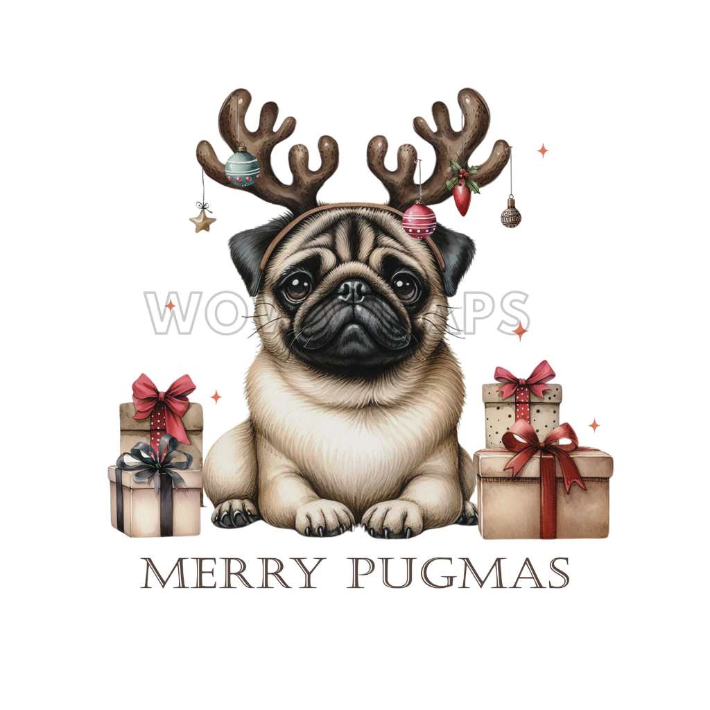 MERRY PUGMAS UV - DTF DECAL - Wow Craft Blanks & Wraps