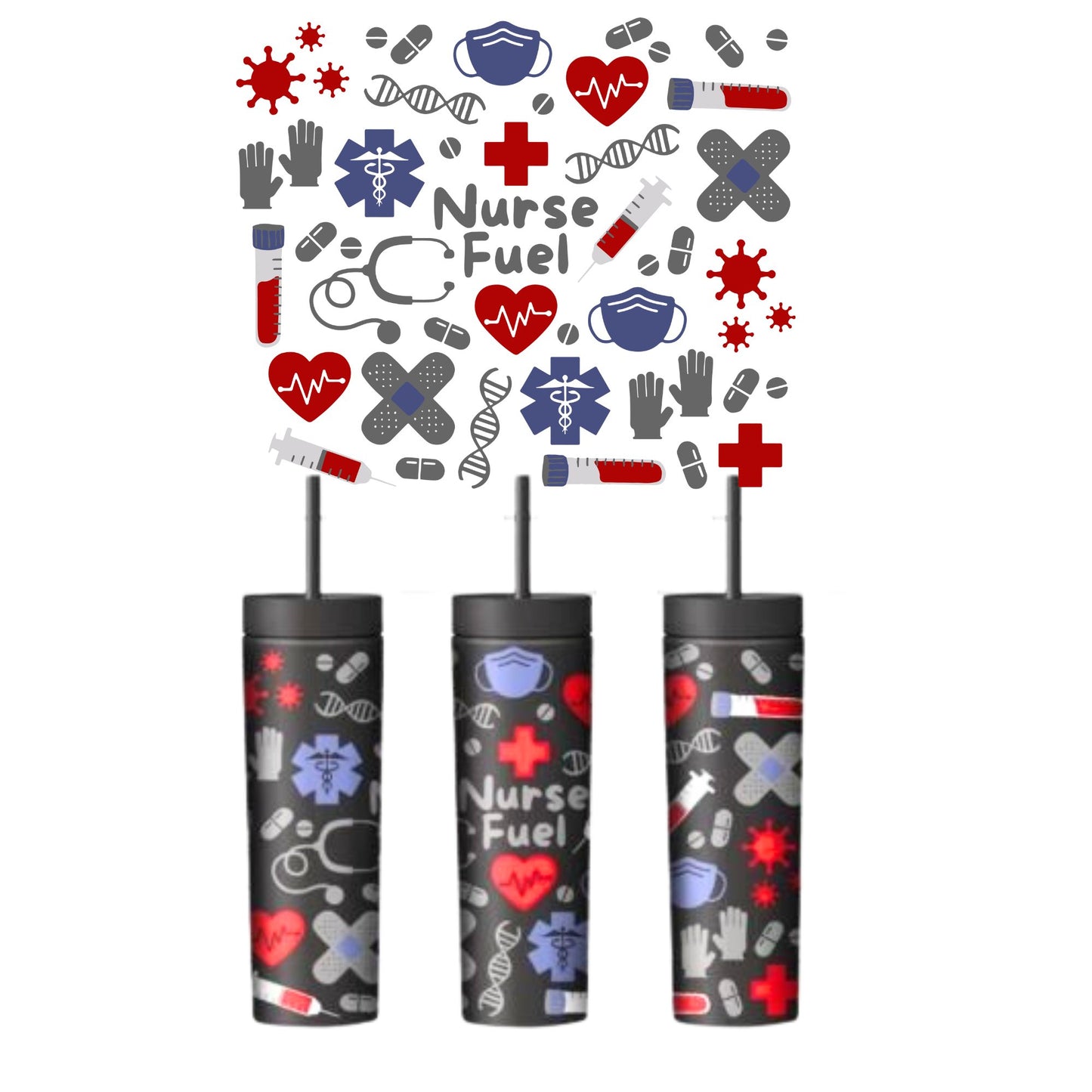 NURSE 20oz SKINNY TUMBLER WRAP - Wow Wraps