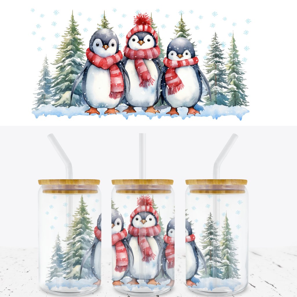 PENGUIN 16oz LIBBEY GLASS CAN WRAP #2 - Wow Wraps
