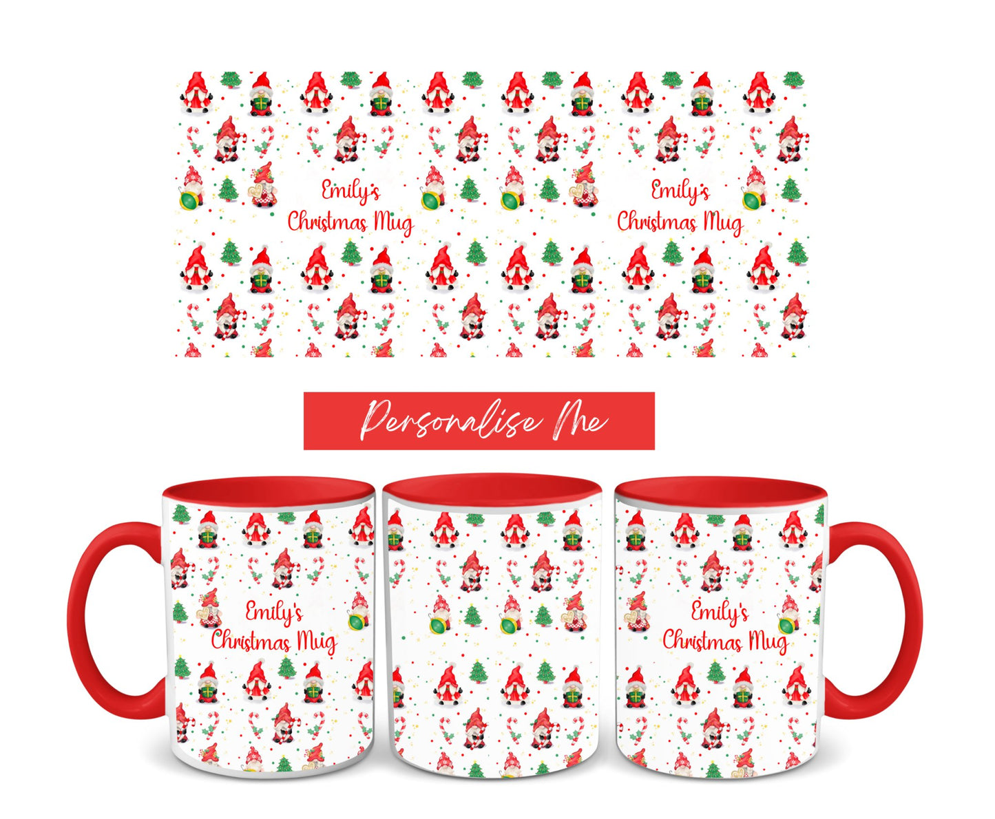 PERSONALISED 11oz CHRISTMAS MUG WRAP - RED - Wow Wraps