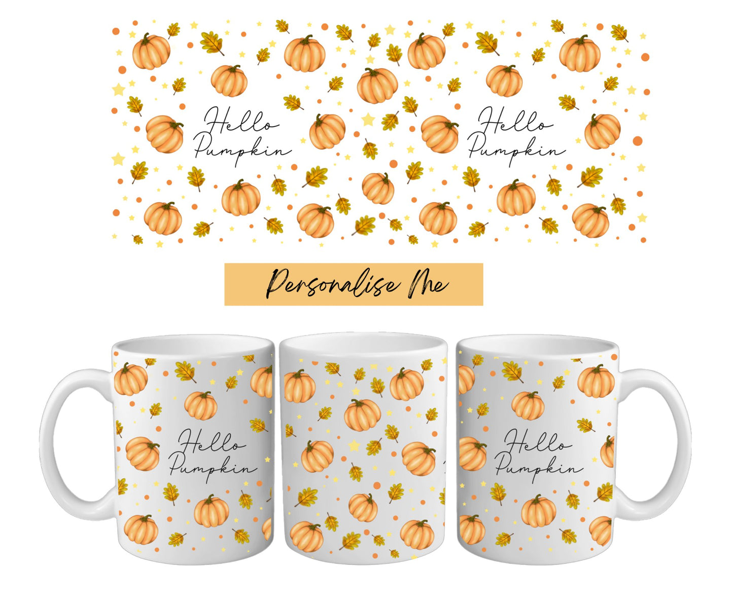 PERSONALISED HELLO PUMPKIN 11oz MUG WRAP - Wow Wraps