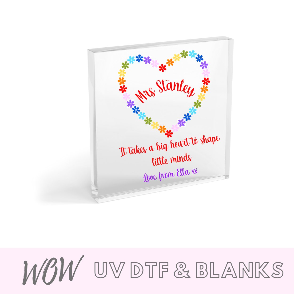 Personalised Teacher Decal - Rainbow Heart - Wow Wraps