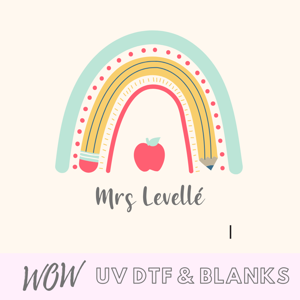 Rainbow Apple Teacher UV-DTF DECAL - Wow Wraps
