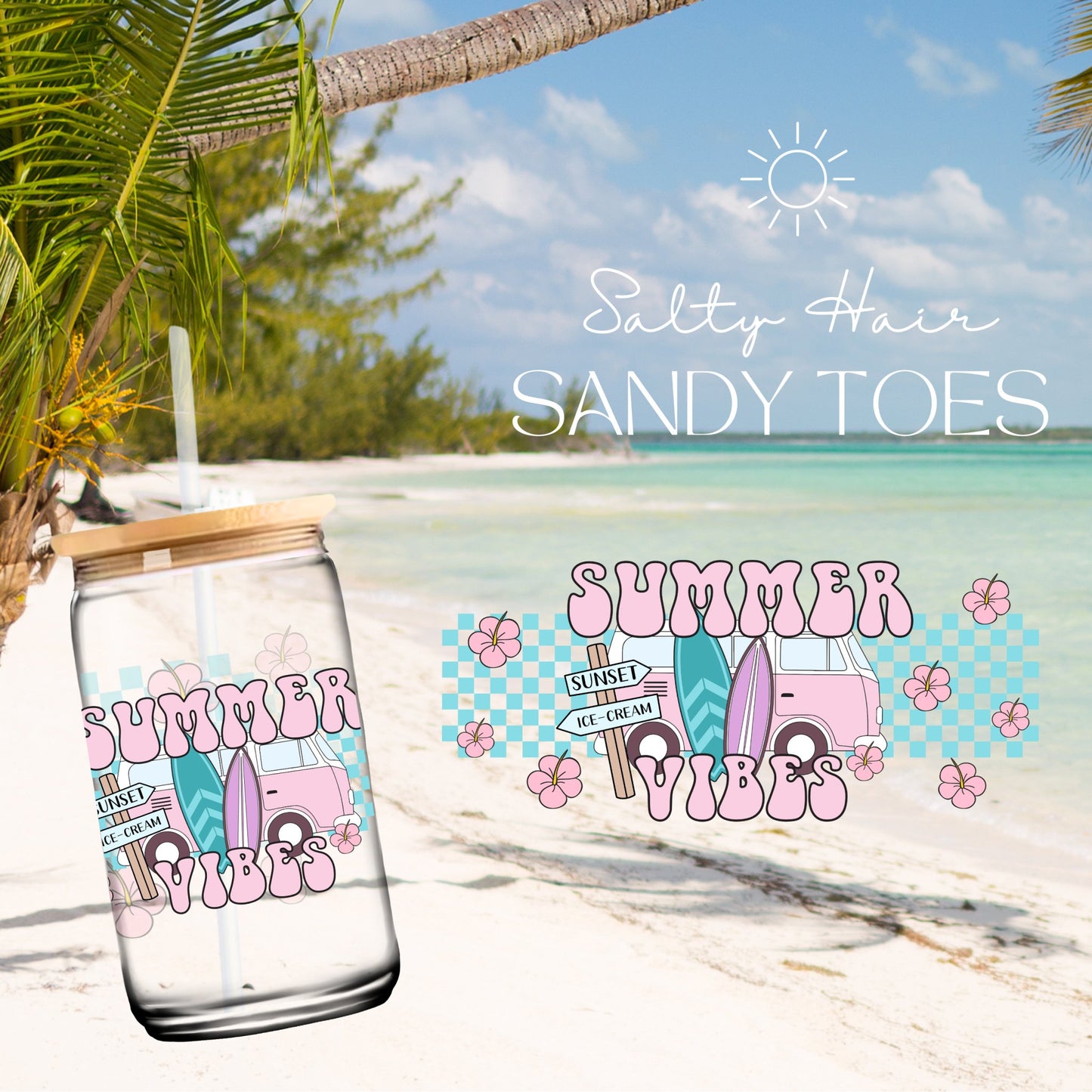 Summer Vibes 16oz Libbey UV-DTF Wrap - Wow Wraps