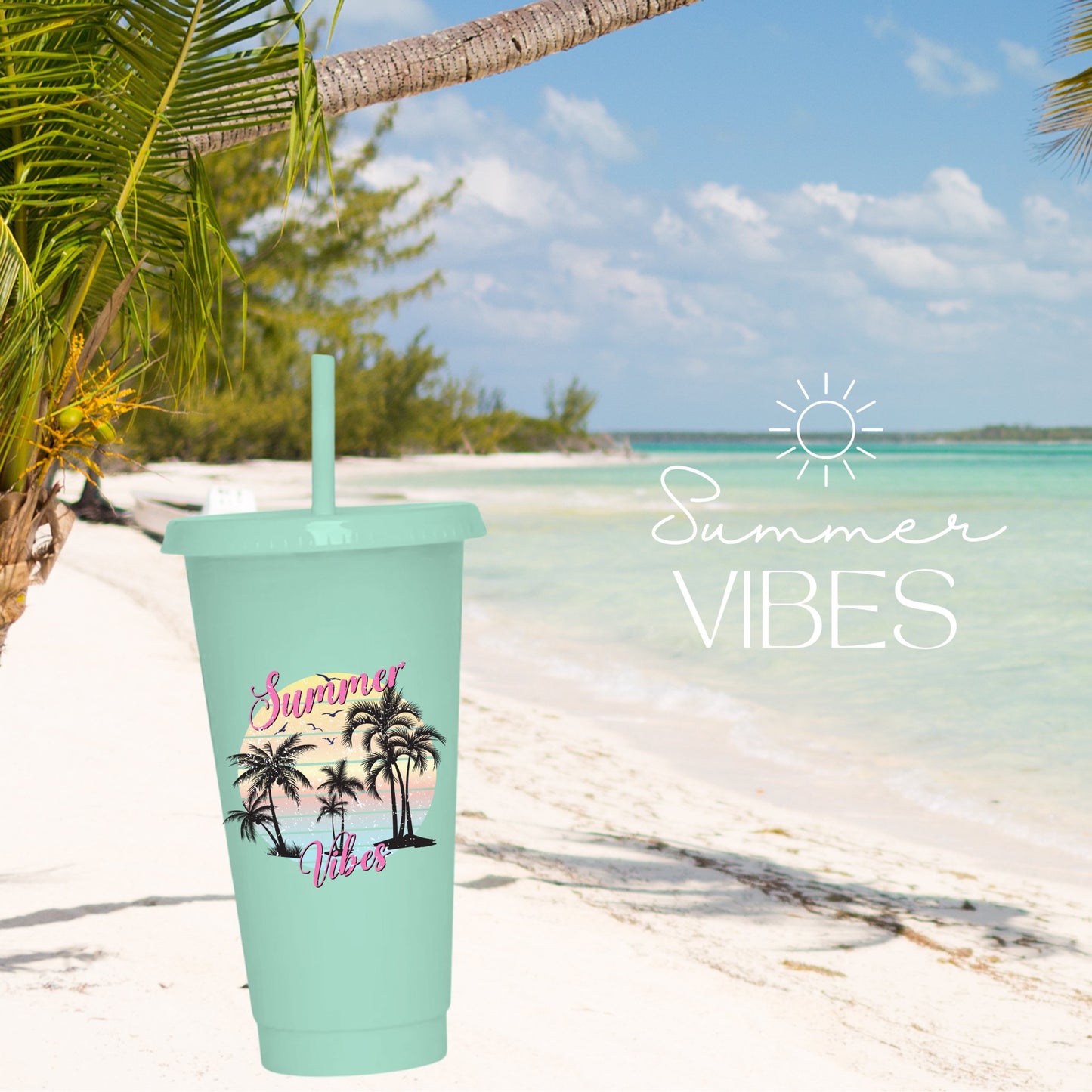 Summer Vibes Palm Tree Decal - Wow Wraps