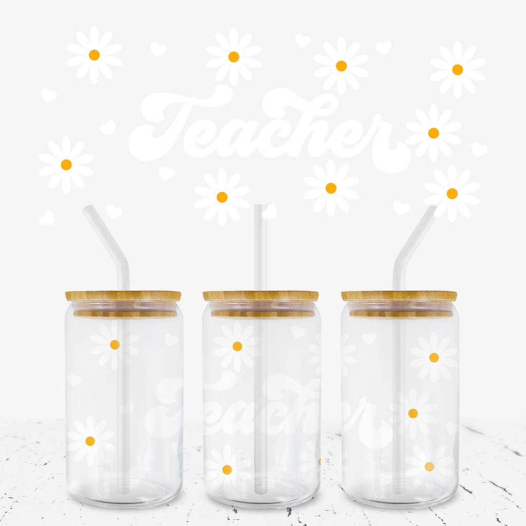 TEACHER WHITE DAISIES 16oz WRAP - Wow Wraps