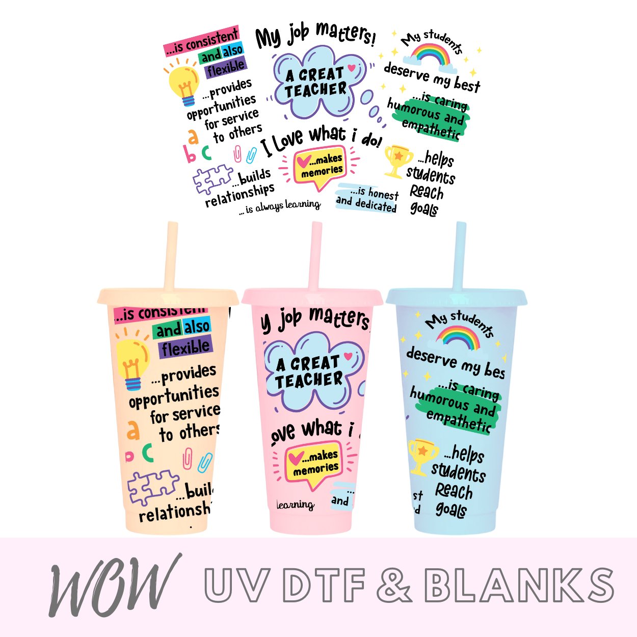 Teacher Wrap - 24oz Cold Cup - My Job Matters - Wow Wraps