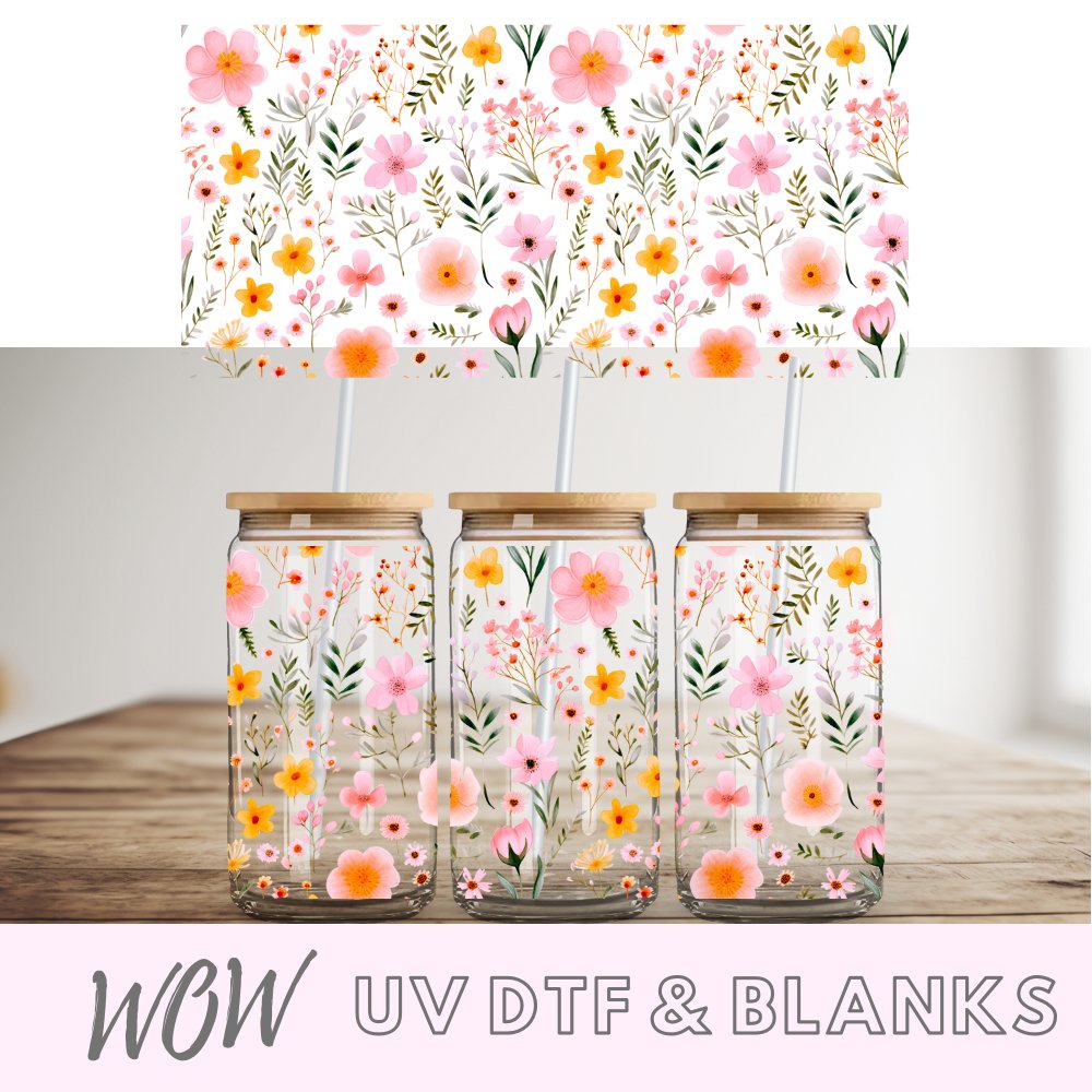 Wildflowers 16oz Libbey UV-DTF Wrap - Wow Wraps