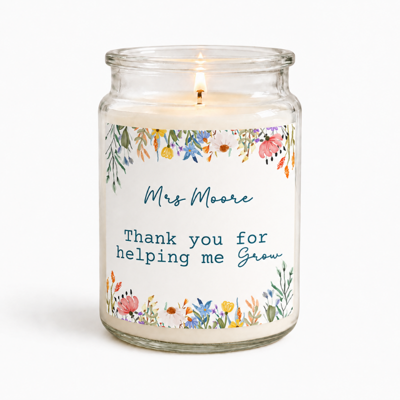 Floral Teacher Candle Label (2 Size Options)