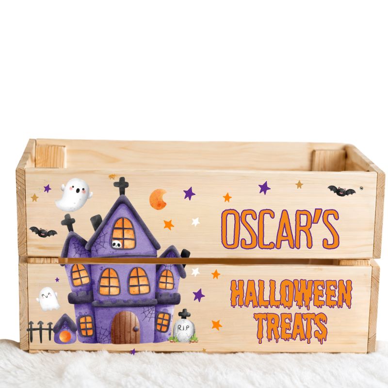 HAUNTED HOUSE HALLOWEEN UV-DTF DECAL - SIZED FOR IKEA CRATE