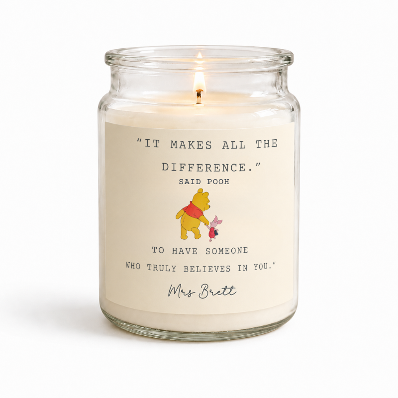 Pooh Bear Teacher Candle Label (2 Size Options)
