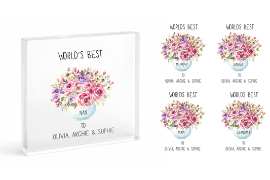 MOTHERS DAY - WORLDS BEST- FLORAL - UV-DTF DECAL