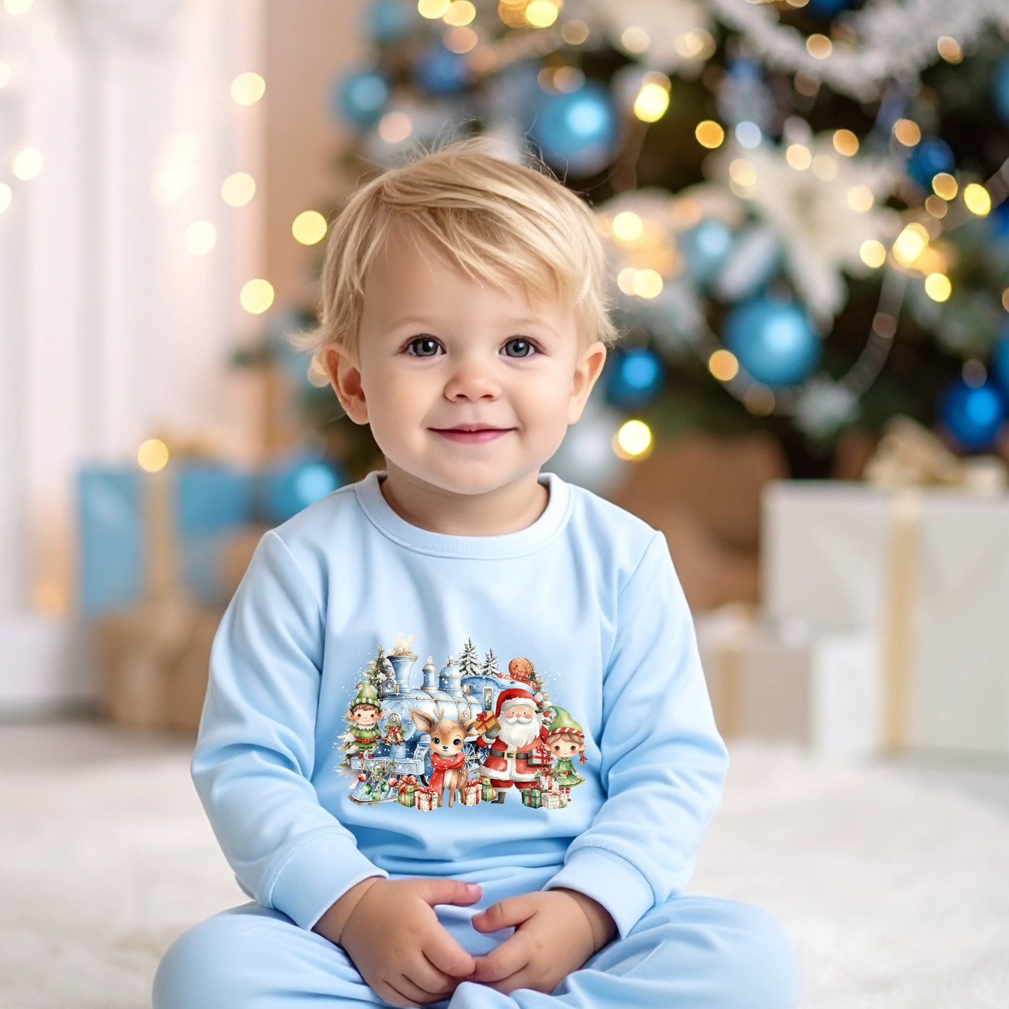 DTF TRANSFER - BLUE THEMED CHRISTMAS SANTA & FRIENDS