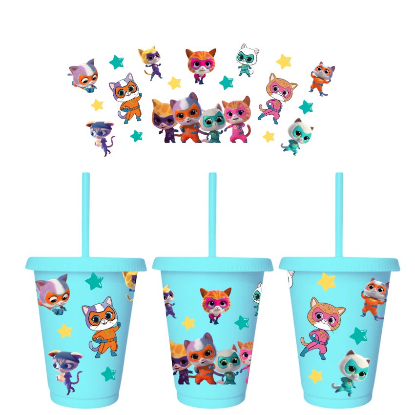 16 oz COLD CUP WRAP - SUPER KITTIES - Wow Wraps