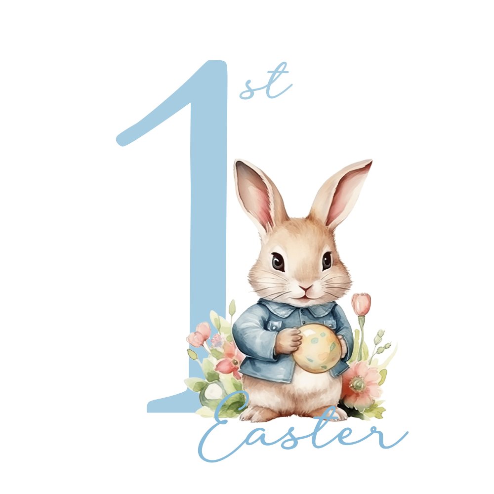 1st Easter Bunny Blue Coat Decal - Wow Wraps