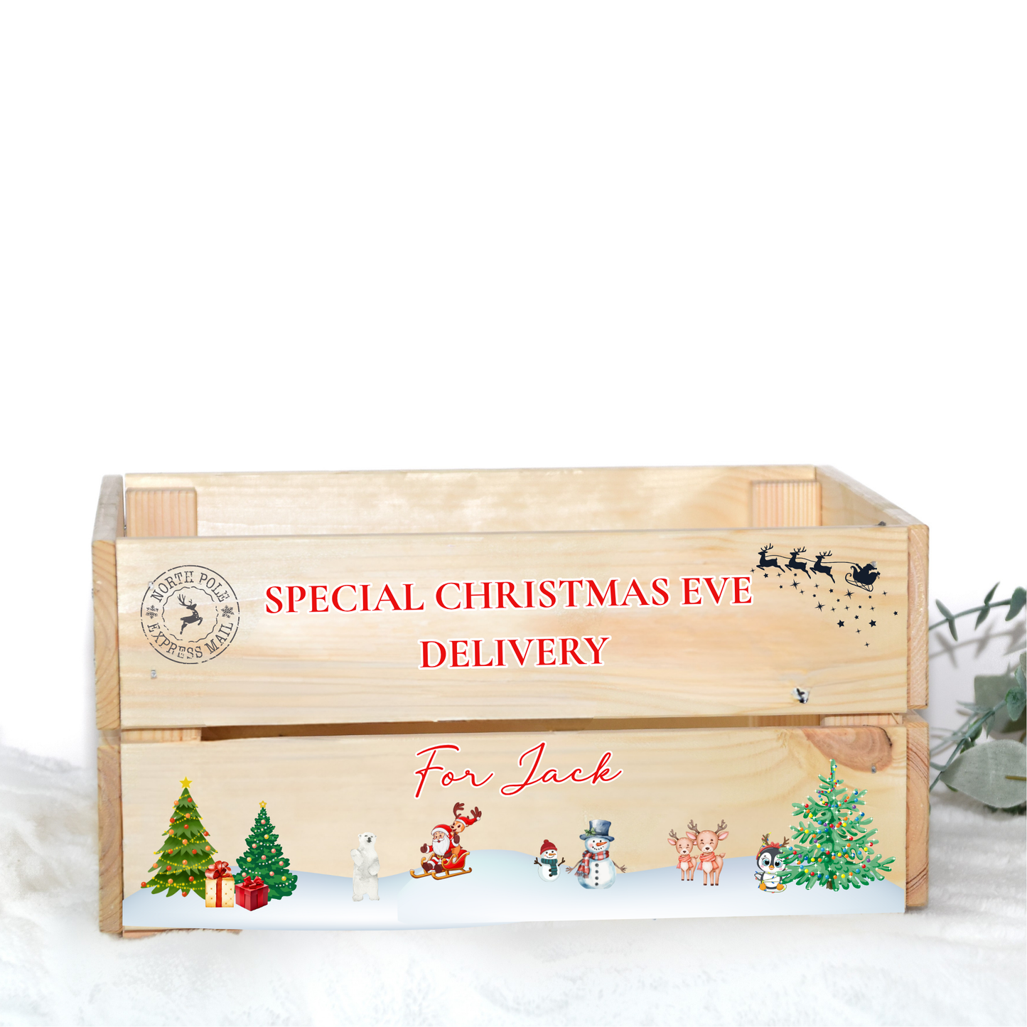 CHRISTMAS EVE DELIVERY UV-DTF DECAL - SIZED FOR IKEA CRATE