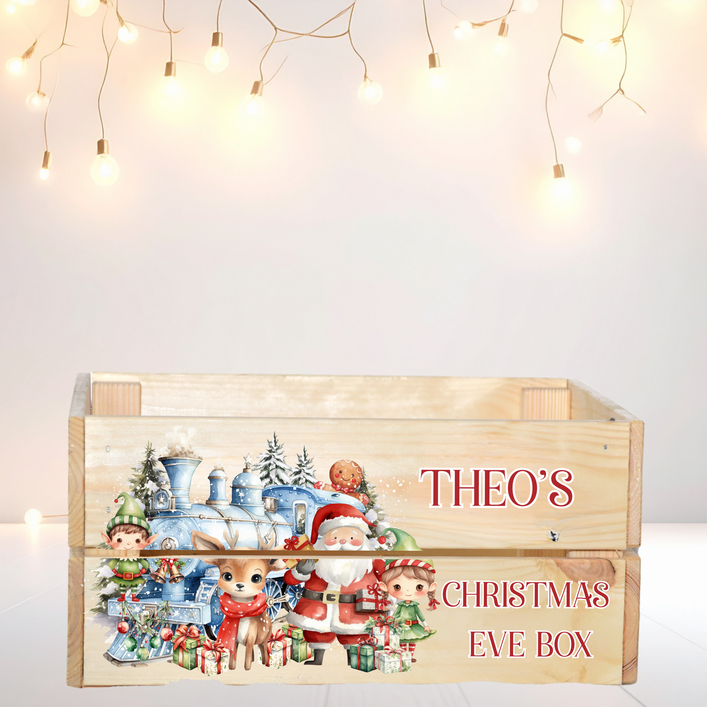 SANTA & FRIENDS CHRISTMAS EVE BOX UV-DTF DECAL - SIZED FOR IKEA CRATE