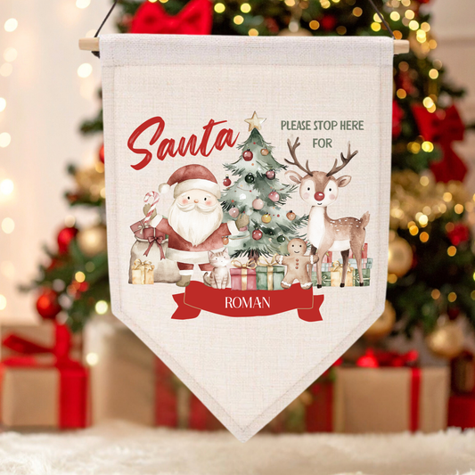 SANTA PLEASE STOP HERE - PENNANT CHRISTMAS DTF