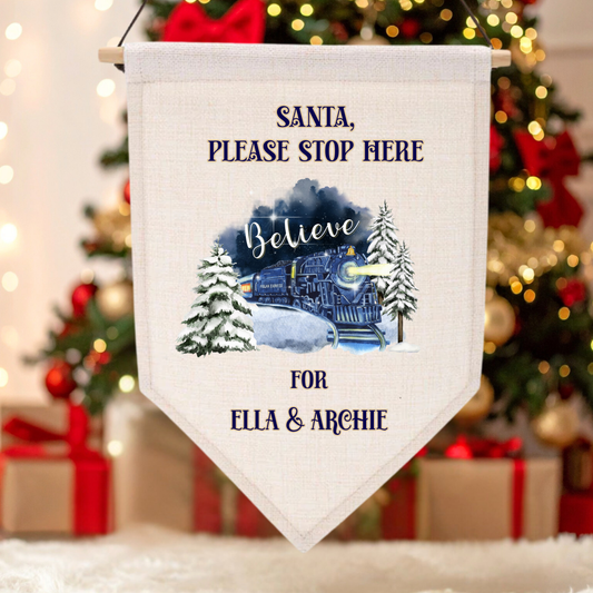 POLAR EXPRESS SANTA PLEASE STOP HERE - PENNANT CHRISTMAS DTF