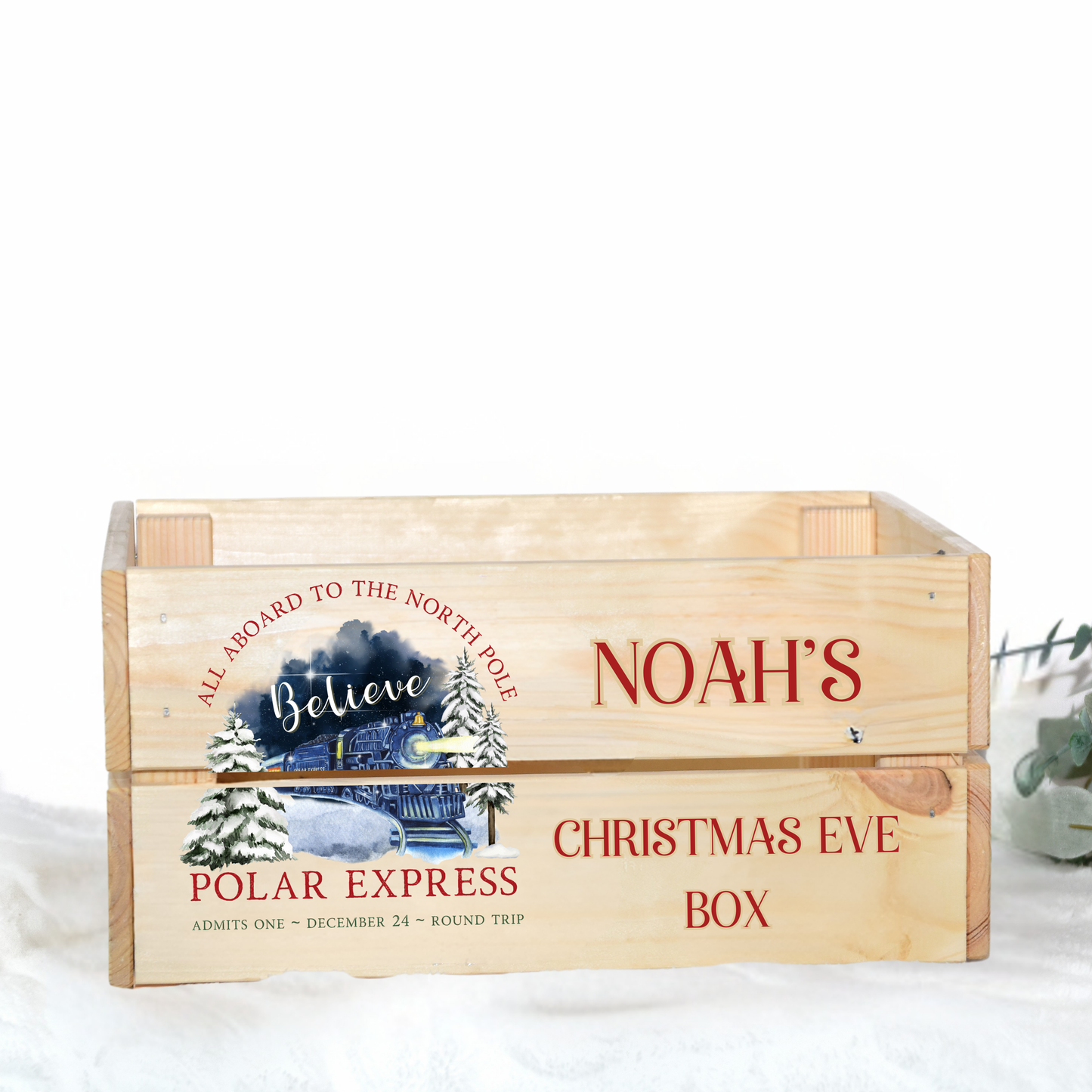 POLAR EXPRESS CHRISTMAS EVE BOX UV-DTF DECAL - SIZED FOR IKEA CRATE