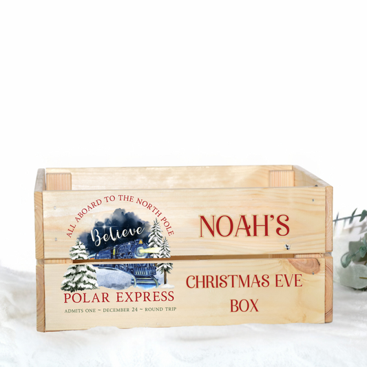 POLAR EXPRESS CHRISTMAS EVE BOX UV-DTF DECAL - SIZED FOR IKEA CRATE