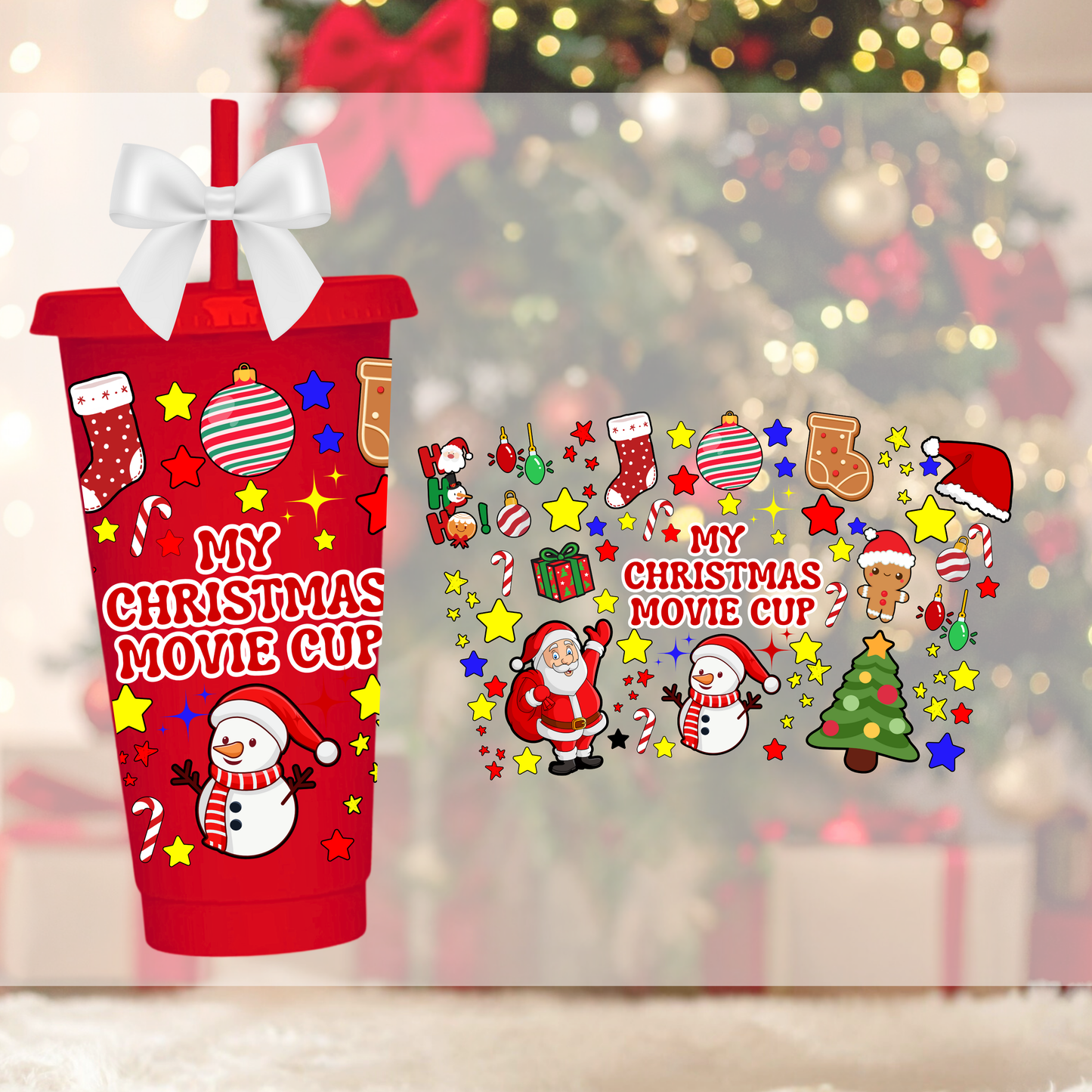 MY CHRISTMAS MOVIE CUP  24oz COLD CUP UV-DTF WRAP