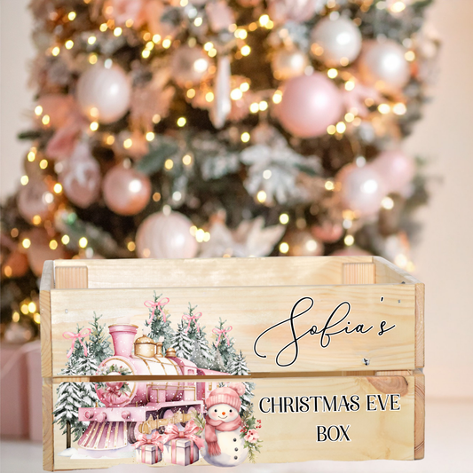 PINK CHRISTMAS EVE BOX UV-DTF DECAL - SIZED FOR IKEA CRATE